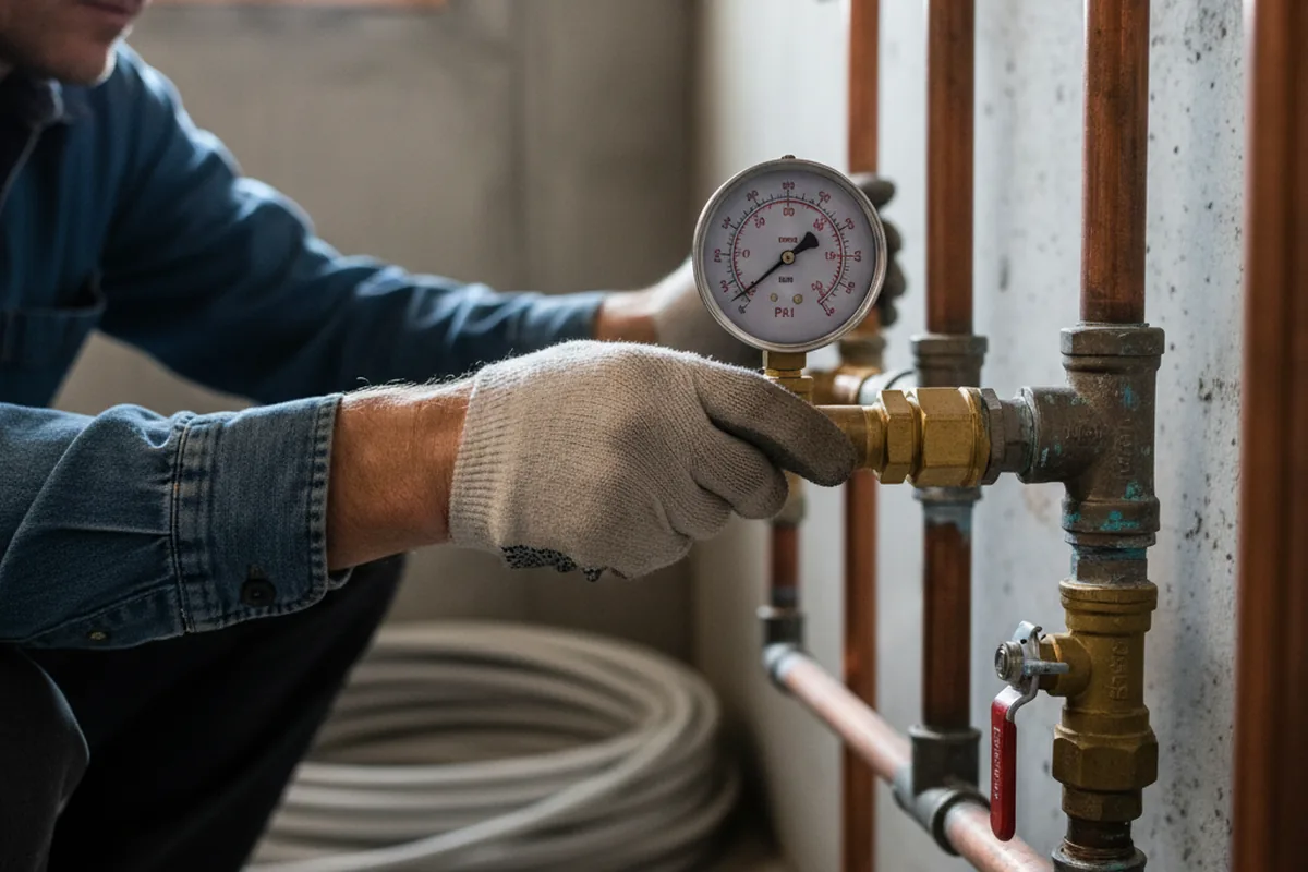 Pressure testing a repaired line during Water Line Repair in Leetonia